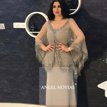 Dolgo arabski Siva Večerno Obleko 2020, z Rese Maroški Seksi Formalno Prom Stranka Halje suknie wieczorowe