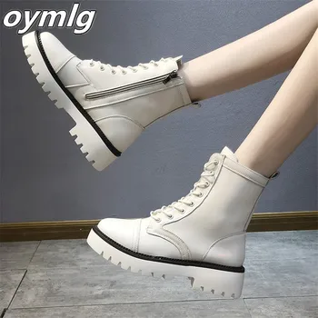 Ženske Visoke kakovosti usnja Čevlji Čipke-up Prostem Ženska Moda Non-slip Čevlji 2020 Jeseni, Pozimi Zapatos Mujer Ženske Škornji