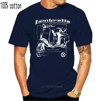 Lambretta Mens Mornarice Priložnostne Retro Motornih Delitev Skuter Logotip Tee MOD SKA T-Shirt