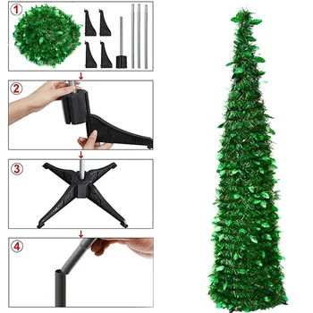 1,5 M DIY Bleščica Božično Drevo Ljudstvo Upogljivi Tinsel Umetno Božično Drevo S Stojalom, Božični Okraski Dreves Dekor
