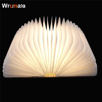 Wrumava 3D LED Noč Lahka, Zložljiva Knjiga Svetlobe Vrata USB Polnilne Lesene Magnet Kritje Dom Tabela Desk Strop Dekor Lučka