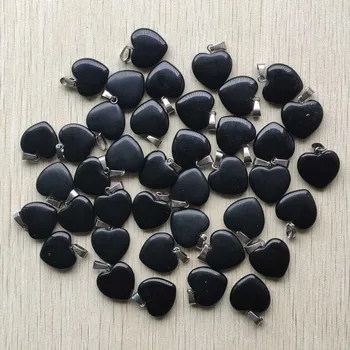 Moda dobre kakovosti naravnih Obsidian kamen ljubezni srce oblika obeski 20 mm za nakit, izdelava 50pcs/veliko Debelo brezplačna dostava