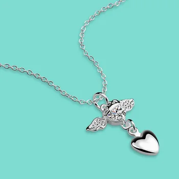 Ženske 925 sterling srebrna ogrlica priljubljena trdna srebrni nakit modni cirkon srce ogrlico, obesek, Valentinovo darila
