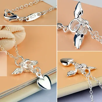 Ženske 925 sterling srebrna ogrlica priljubljena trdna srebrni nakit modni cirkon srce ogrlico, obesek, Valentinovo darila
