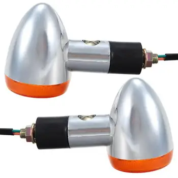 4x Amber Chrome Bullet Spredaj Zadaj Vključite Signal Blinker Lučka motorno kolo