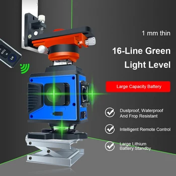 Laser Level16 Linije 4D Laser Ravni Green Line Self-Ravni 360 Vodoravno Navpično Laser Ravni Zeleni Žarek Laserski Ravni Measur Orodje