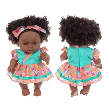 Črni Afriški Črni Baby Simulacije Lepe Kodraste Črne 20 cm Vinil Otroška Igrača Boneca Dojenček Rodi Oblačila Dodatki, ki Obleko Fant Darilo