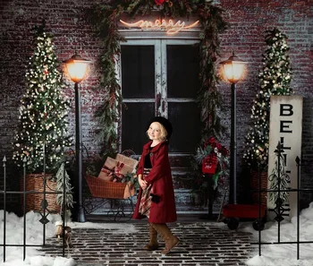Fotografija ozadje Božič zid otroci portret za fotografski studio Božično drevo letnik vrata fotografijo ustrelil prop