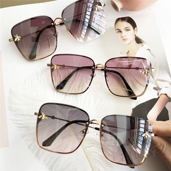 Moda dame sončna očala UV400 kvadratnih kovinske zlitine okvir čebel moških klasičen retro sončna očala blagovne znamke športne vožnje očala