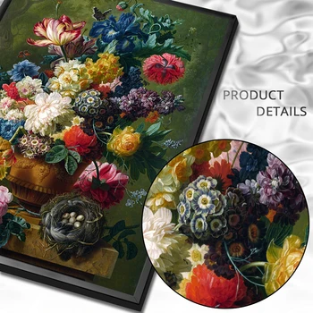 Vintage Cvet Platno Slikarstvo Krajine Wall Art Plakat in Tiskanje Pisane Rože Slike Za Dnevna Soba Dekoracijo Doma