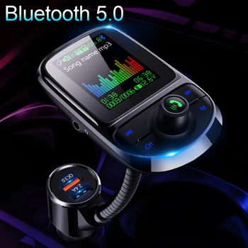 JINSERTA Barvni Zaslon Bluetooth 5.0 FM Oddajnik kompletom za Prostoročno Radijski Adapter 3 USB Vrata z QC3.0 Hitro Polnjenje
