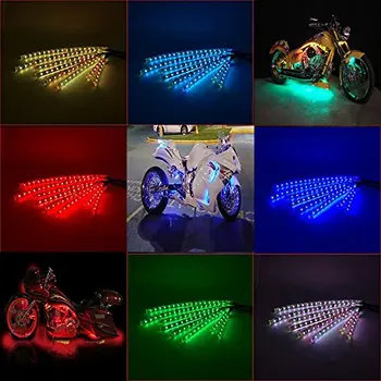 Motorno kolo led luči komplet 8PCS z Brezžični Daljinski Krmilnik RGB Multi-Barvni Neon Glow Utripajoče Luči za Harley Davidso ST187