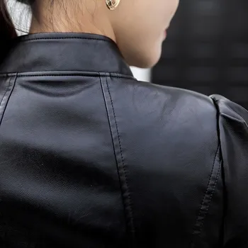 2020 Moda Novo žensko Usnjeno Jakno Svetle Barve Črna Motocikel Plašč Kratek Umetno Usnje Biker Jacket Mehko Jakna Ženske
