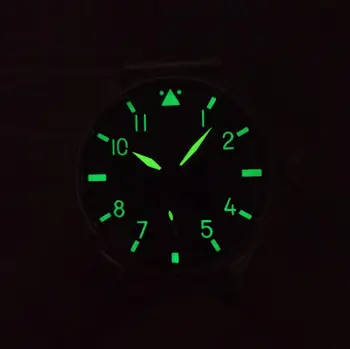 GEERVO Št logo Pilot ročno, mehansko moške Gledajo 44 mm Črna številčnica, zeleno, Modro številko najlon trak Galeb ST3621 gibanje G096