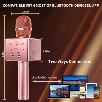 Brezžični Mikrofon Karaoke Aluminij Zlitine Ročni Večfunkcijsko 3 Glasneje Zvočniki 15W Igralec Zamenljiva Glas