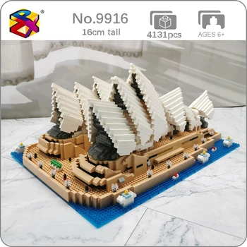PZX 9916 Svetu Arhitekture Sydney Opera House 3D Model DIY 4131pcs Mini Diamond Bloki, Opeke Stavbe Igrača za Otroke, št Polje