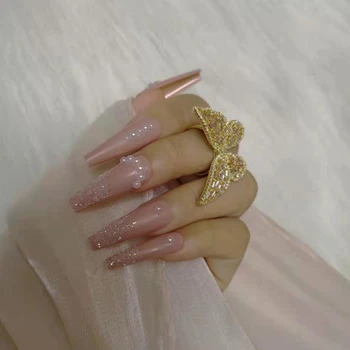 24pcs 2021 najnovejši luksuzni nakit balet krsto ponaredek nohti kristalno diamond biser