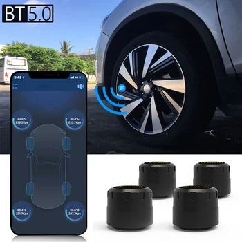 VODOOL C01 Bluetooth 5.0 TPMS Avto Tlaka v Pnevmatikah Monitor Sistem S 4 Senzorji Za iOS Android Mobilni Telefon APP za Spremljanje Alarm