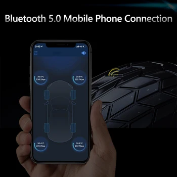 VODOOL C01 Bluetooth 5.0 TPMS Avto Tlaka v Pnevmatikah Monitor Sistem S 4 Senzorji Za iOS Android Mobilni Telefon APP za Spremljanje Alarm
