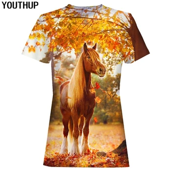 YOUTHUP 2020 Novo 3D T Shirt za Moške, Modni Poletje Kratek Rokav Vrh Tees Konj Natisnjeni Moški 3d full pinted Vrh Tees