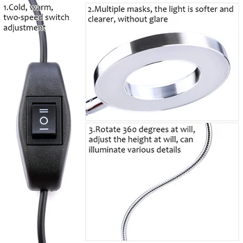 Nail Clip-on Namizna Svetilka USB Prilagodljiv Upogljivi namizne Svetilke Zaščito za Oči VODIL Dve Barve Svetlobe Manikura Nohtov Art Lepoto Orodja
