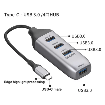 Tip C Hub 4 V 1 USB C Hub Multi-funkcijo Plug-and-Play USB3.0 Splitter Vrata Laptop Razširitvene Postaje Prilagodilnik Pretvornika