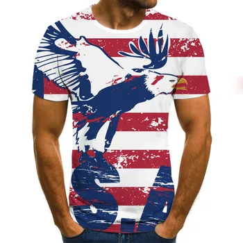 3D zastavo tiskanje moška t-shirt priložnostne krog vratu visoke kakovosti ulične športna oblačila