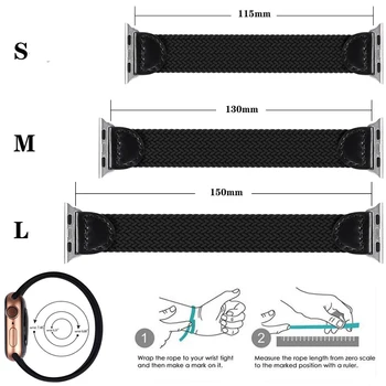 Najlon Elastični Trak za Apple Watch 6 Se Band za IWatch Serie 5 4 3 Razredi Pas, Zapestnica Pleteni Solo Zanke 38 mm 40 mm 42mm 44 mm