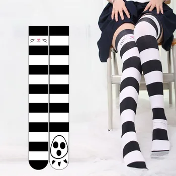 Kawaii Anime Cat Claw Trak Lolita Nogavice Japonski Šoli Dekleta Nogavice Overknee Seksi Žamet Stegno Visoke Nogavice, Roza & Black