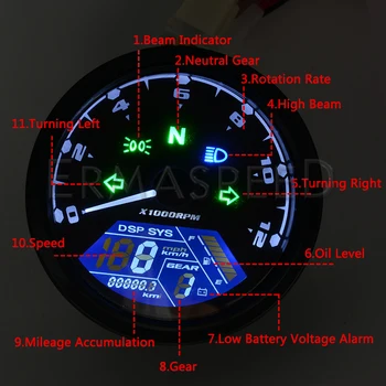 Univerzalni Nepremočljiva LCD Motocikel Digitalni merilnik Hitrosti 12000RPM 8-18V Orodja merilnik vrtljajev Merilnika prevožene poti Za Yamaha nmax xmax aerox