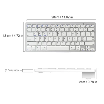 Brezžična Tipkovnica Slim Majhen BT 3.0 Računalnik Keybord ruščina španščina arabski francoščina nemščina Tipkovnico Za iPad Apple Bela