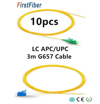 3m 10pcs LC APC/UPC vlaken Kika Simplex 9/125 Single Mode Fiber Optic Kika G657A 0,9 mm PVC Jakna