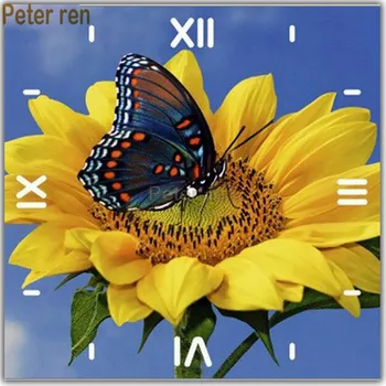 Peter ren Diy Diamond slikarstvo navzkrižno šiv 5d Celoten krog kristalno Nosorogovo Mozaik Diamond vezenje Sončnično metulj ura