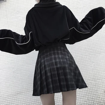 Spomladi Jeseni Leta 2020 Harajuku Ženske Modni Krila Temno Sive Nabrano Krilo Gothic Punk Stil Visoko Pasu Ženska Mini Krilo Hlače