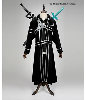 Anime Sword Art Online SAO Kirito Kirigayae Cosplay Kostume Dolgi Suknji Celoten Sklop Jarek Plašč Vrh Hlače Halloween Obleko