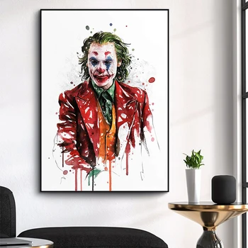 Joker Film Akvarel Stenskih slikah, Platno Barvanje Grafitov Živali, Stripi, Plakati in fotografije Cuadros za Dnevna Soba Dekor