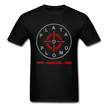 Vrhovi Tees Mens Plata O Plomo T-shirt Pablo Escobar T Srajce Kolumbijski Drog Gospod Tshirt Za Moške Medellin Terorističnih Black Camisa
