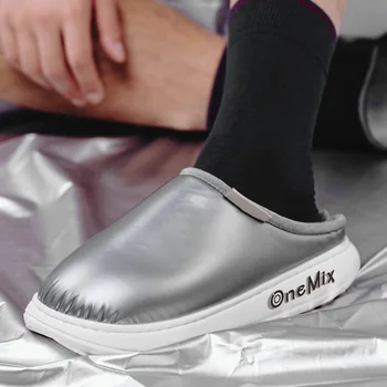 ONEMIX 2020 Pozimi Moški Ženske Flip Flop Priložnostne Copate Stanovanj Modno Osebnost Zaprtih Non-slippper Zimskih Unisex toplo obutev