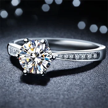YANHUI 1Carat Bleščečih Peneče Lab Diamant Udejstvovanje Obroči za Ženske Trdna Srebro 925, Nakit, Poročni Izjavo Ženski Bijoux