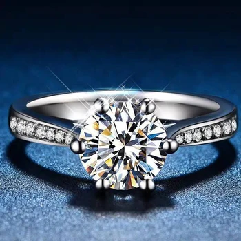 YANHUI 1Carat Bleščečih Peneče Lab Diamant Udejstvovanje Obroči za Ženske Trdna Srebro 925, Nakit, Poročni Izjavo Ženski Bijoux
