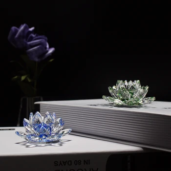 6 cm Shinning Plati Quartz Crystal Lotus Flower Obrti Stekleni obtežilnik za papir Fengshui Okraski Figurice Doma Dekoracijo