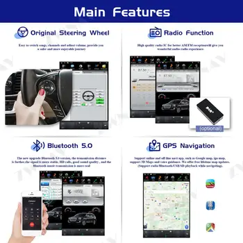 PX6 Tesla Slog Zaslon Android 9 Avto Multimedijski Predvajalnik Za Ford F150 2009-GPS Navigacija Auto Radio Audio stereo vodja enote