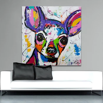 Sodobno Abstraktno Živali Platno Umetnosti Multicolor Pes Pop Wall Art Stenske Slike Za Dnevni Sobi Doma Dekor Oljno Sliko Brez Okvirja
