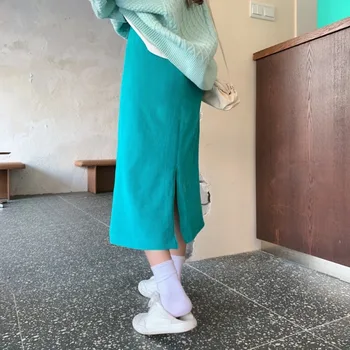 Dva Kosa Obleke za Ženske Zgostitev Modra Ohlapen Pulover Pleten Pulover+svoboden Naravnost Velvet Zelen, Roza Obleko Maxi
