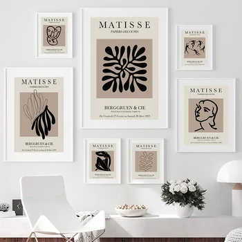 Koralni Ženska Rastlin Povzetek Line Wall Art Platno Slikarstvo Matisse Nordijska Plakatov In Fotografij Stenske Slike Za Dnevna Soba Dekor