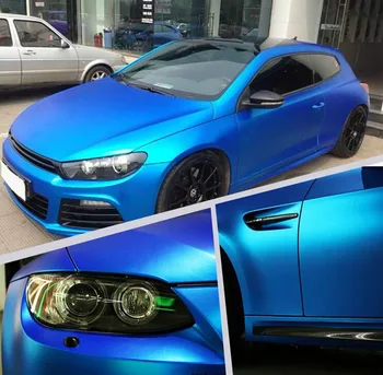 Modra Auto Avto Styling Telo Elektro Premaz Spremenite Barvo Film Chrome Plating Novo Satin Chrome Vinil Zaviti Nalepke Nalepke 1.52X5M