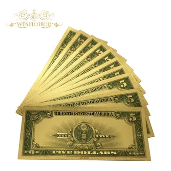 10pcs/veliko Lepo Ameriških Bankovcev 1923 Leto USD 5 Dolar Bankovci v 24k pozlačeni Ponaredek papirnati Denar Za Zbiranje