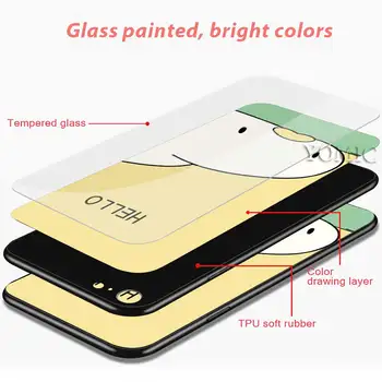 Korejski srčkan risanka raca Steklo Ohišje za iPhone Mini 12 11 Pro XS Max X XR 7 8 6 6s Plus SE 2020 Telefon Ohišje Pokrov
