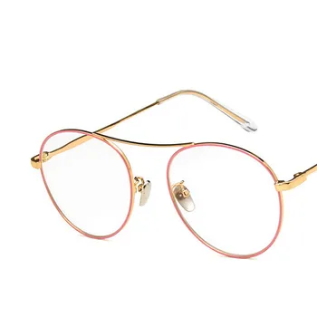 Elbru Letnik Eye Glasses Moški Ženske Zaokroženo Kovinski Optični Okviri Za Očala Clear Leče Očala Črna Roza Modni Očala