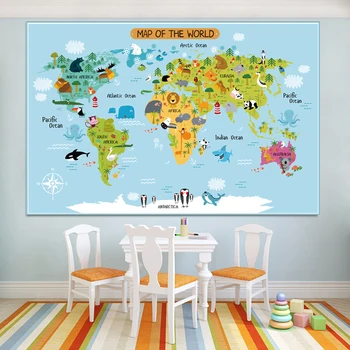 Karton Zemljevidu Sveta na Velikost Plakata Dekoracijo Sten Velik Zemljevid Sveta 140x92 Nepremočljiva platno zemljevid otroška Soba Dekoracijo